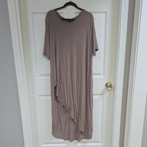 Torrid Brown Asymmetrical Short Sleeve Dress